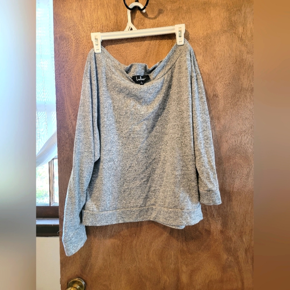 Lulus off the shoulder sweater, gray, large